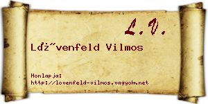 Lövenfeld Vilmos névjegykártya